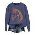 thumbnail image 6 of Sweaters For Women Horse Print Hoodless Sweatshirt Riding Horse Lover Long Sleeve Crew Neck Pullover Tops Casual Loose Shirts Warm Soft For Fall And Winter 2Xl Womens Sweaters, 6 of 7