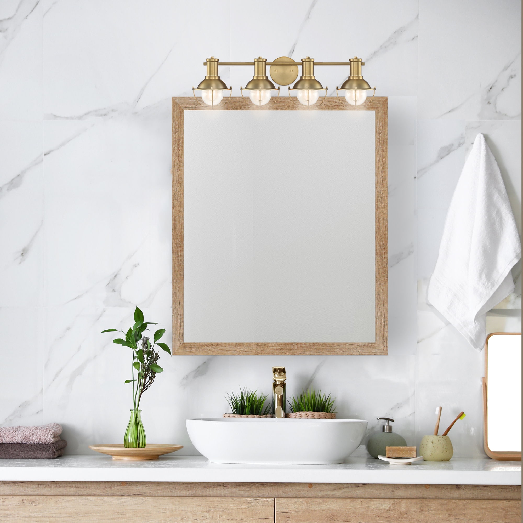 Open Box Designers Fountain Dalton 4 Light Brushed Gold Bathroom Vanity Light Fixture, D243M-4B-BG