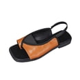 thumbnail image 1 of IUJSOY Women's Clip Toe Sandals Slingback Square Open Toe Splicing Flip Flops Fashion Summer Flats, 1 of 8