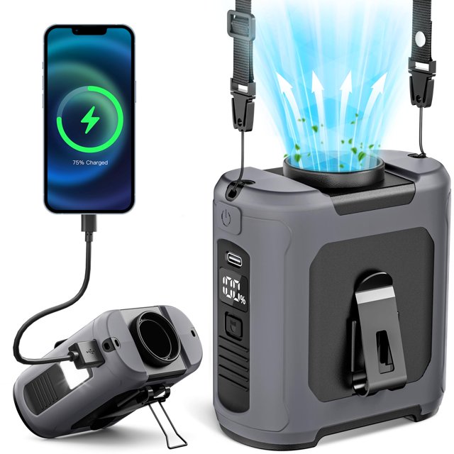 Ventilador de cintura AIDIAM 2025 AI Portable 5 velocidades 16000 RPM 40H