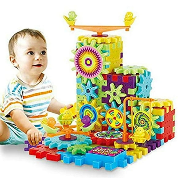 Bamboohart Blocs de Construction Rotatifs à Piles 81 Pcs avec Engrenages pour Apprentissage STEM Jouets Éducatifs pour Filles et Garçons de 5 Ans