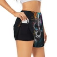 thumbnail image 2 of Bixox Women's Modern Abstract Colorful Skull pattern 2 in 1 Running Shorts - Lightweight Athletic Workout Gym Yoga Shorts Liner with Pockets -, 2 of 5