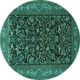 thumbnail image 1 of Ahgly Company Machine Washable Indoor Round Persian Turquoise Blue Traditional Area Rugs, 5' Round, 1 of 4
