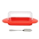 thumbnail image 1 of Caja de plástico con borde redondo para guardar mantequilla, queso, postre, pan y tapa transparente., 1 of 14
