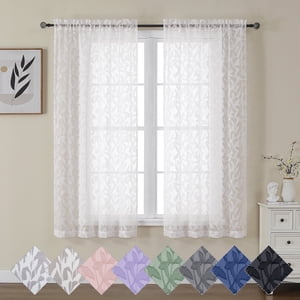 OVZME Leila Ivory Sheer Curtains 63 Inch Length