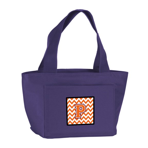 Letter P Chevron Orange and Regalia Lunch Bag