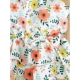 thumbnail image 6 of Mikrdoo Summer Outfits For 4Y,5Y,6Y,7Y Kid Toddler Girls Floral Pattern Bow Sleeveless Ruffle Tops Elastic Fashion Shorts 2Pcs Clothes Sets 5 Years Orange, 6 of 8