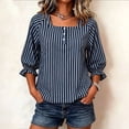 thumbnail image 4 of Guluxicc Women's Striped Shirts Scoop Neck Button Short Sleeve Basic Tops for Summer Casual Outfits, 4 of 8