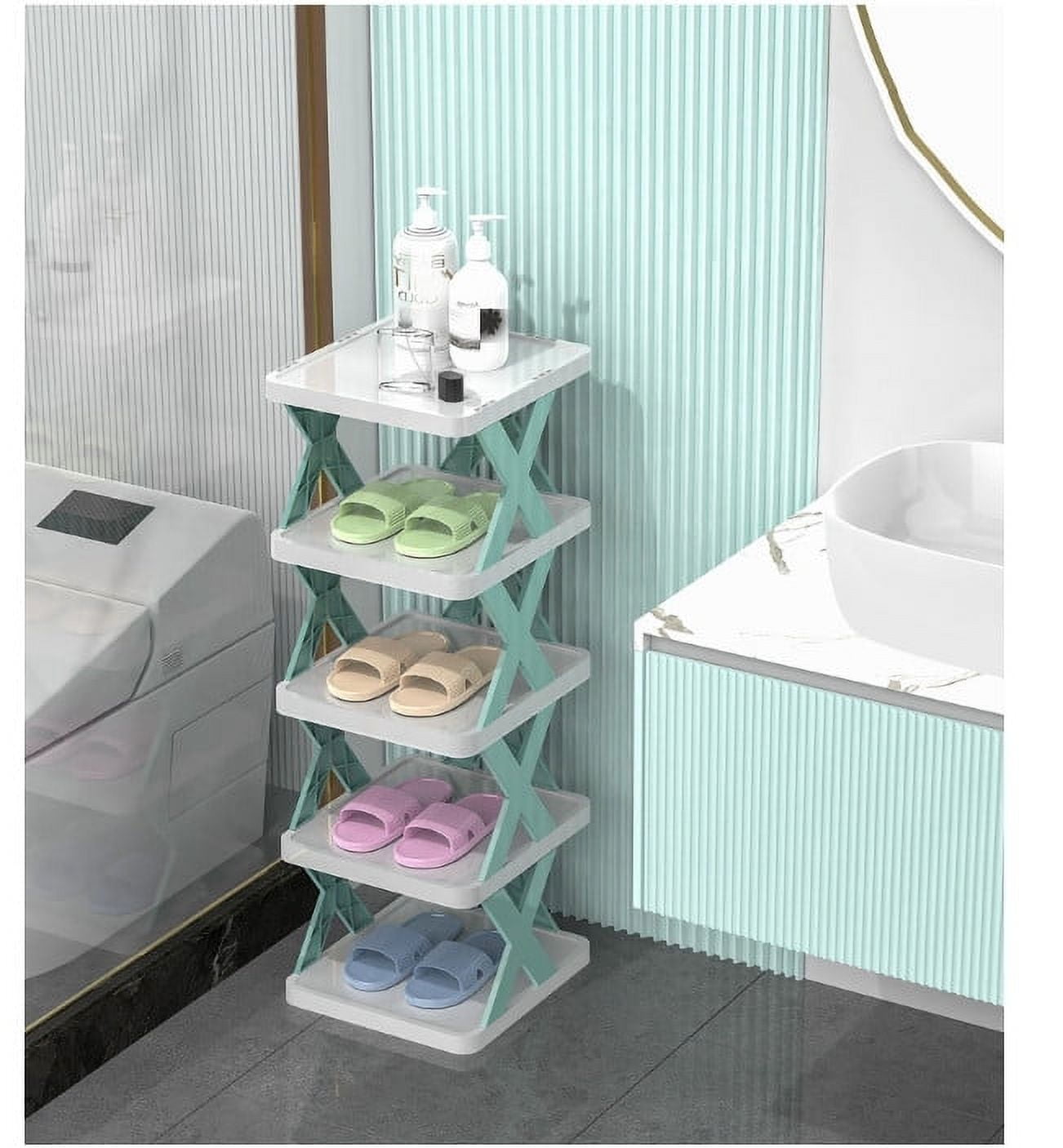 Xerhnan 4-Tier Stackable Small Shoe Rack, Lightweight Shoe Shelf Storage  Organizer for Entryway, Hallway and Closet (blue)