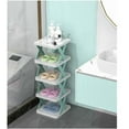 thumbnail image 3 of Multi Tier Shoe Rack, Yayun Foldable 4 Tier Shoe Storage Organizer, Narrow Shoe Rack,Multifunctional Free Shoe Shelf for Home, Entryway, Hallway, Living Room, Bedroom, Balcony (Blue), 3 of 8