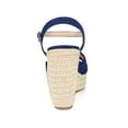 thumbnail image 2 of BLISSFUL STEP Women's Crisscross Fringe Strap Platform Espadrilles Wedge Heel Sandals Blue 6.5, 2 of 7