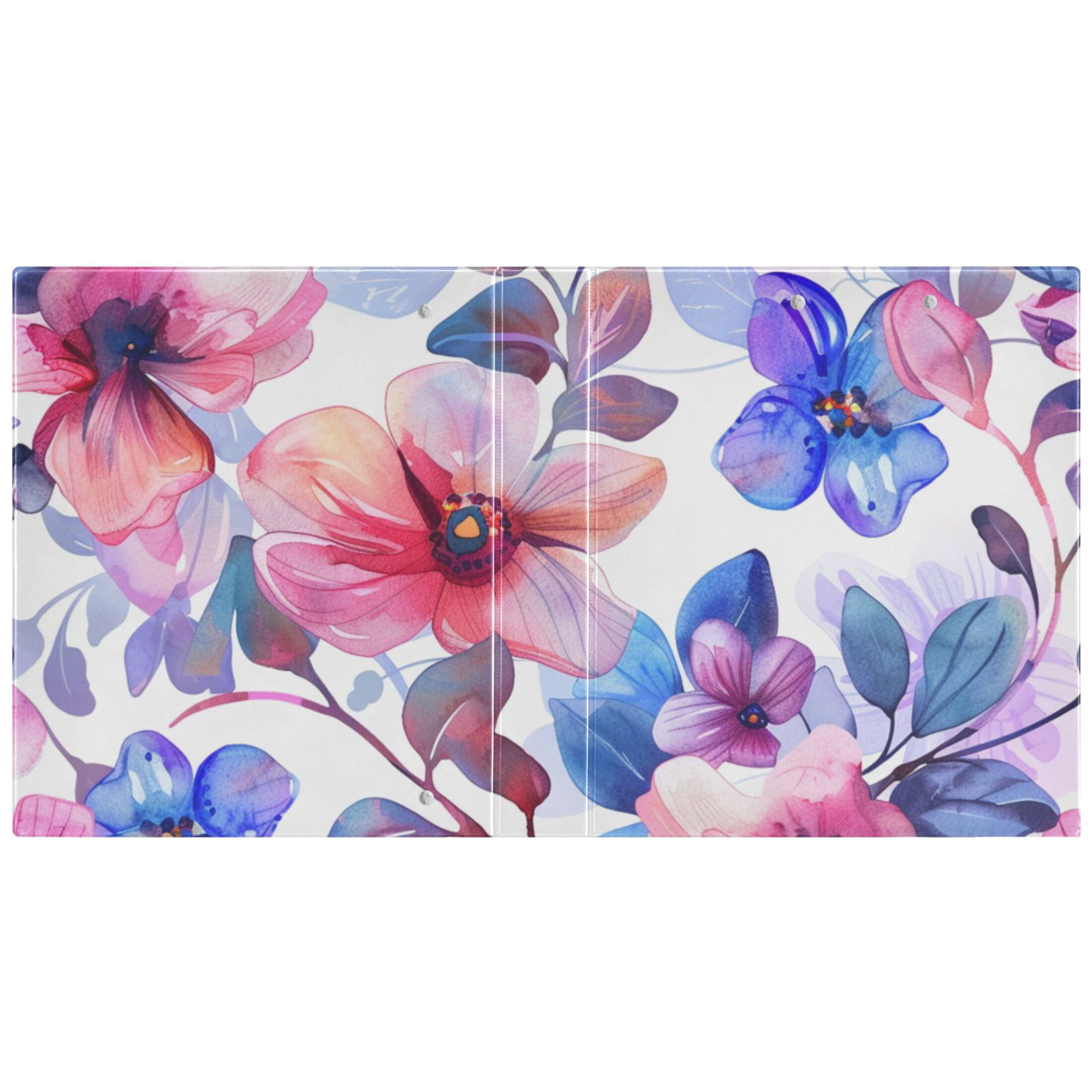 Flowers Colorful 3 Ring Binders 1.5 inch Hardcover File Folders with Interior Pockets A4 Size Organizer for School Office Hospital Set of 2