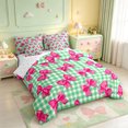 thumbnail image 2 of Manfei Ribbon Bowknot 7pcs Queen Bedding,Green Classic Grid Bedding Comforter Set Queen,Reversible, 2 of 7