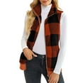 thumbnail image 4 of Patlollav Women's Plaid Print Cardigans Open Front Sleeveless Plush Coat Tops, 4 of 6