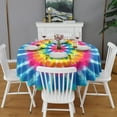 thumbnail image 2 of Colorful Rainbow Tie Dye Spiral Pattern Round Tablecloth 60"x60",Wrinkle Wipeable Table Cloth for Kitchen Dining Room Picnic Patio Party, 2 of 6