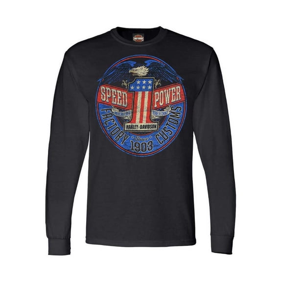 Harley-Davidson Men's Rebel #1 RWB Logo Long Sleeve Crew-Neck Shirt- Black (5XL), Harley Davidson