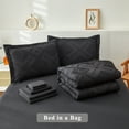 thumbnail image 4 of Beartech 7 Piece Comforter Set Queen Size, Black Plaid Patchwork Comforter Bedding Set for All Season, Bed in a Bag with Flat Sheet & Fitted Sheet, Pillowcases & Pillow Shams, 4 of 8