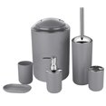 thumbnail image 1 of Beautynvta - Accesorios de baño en liquidación (6 piezas, incluye portacepillos, vaso, dispensador de jabón, plato, portaescobillas para inodoro y bote de basura), color gris, 1 of 5