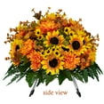 thumbnail image 2 of Sympathy Silks Artificial Fall Cemetery Flowers Yellow Sunflower and Amber Mum Saddle for Headstone, 2 of 6