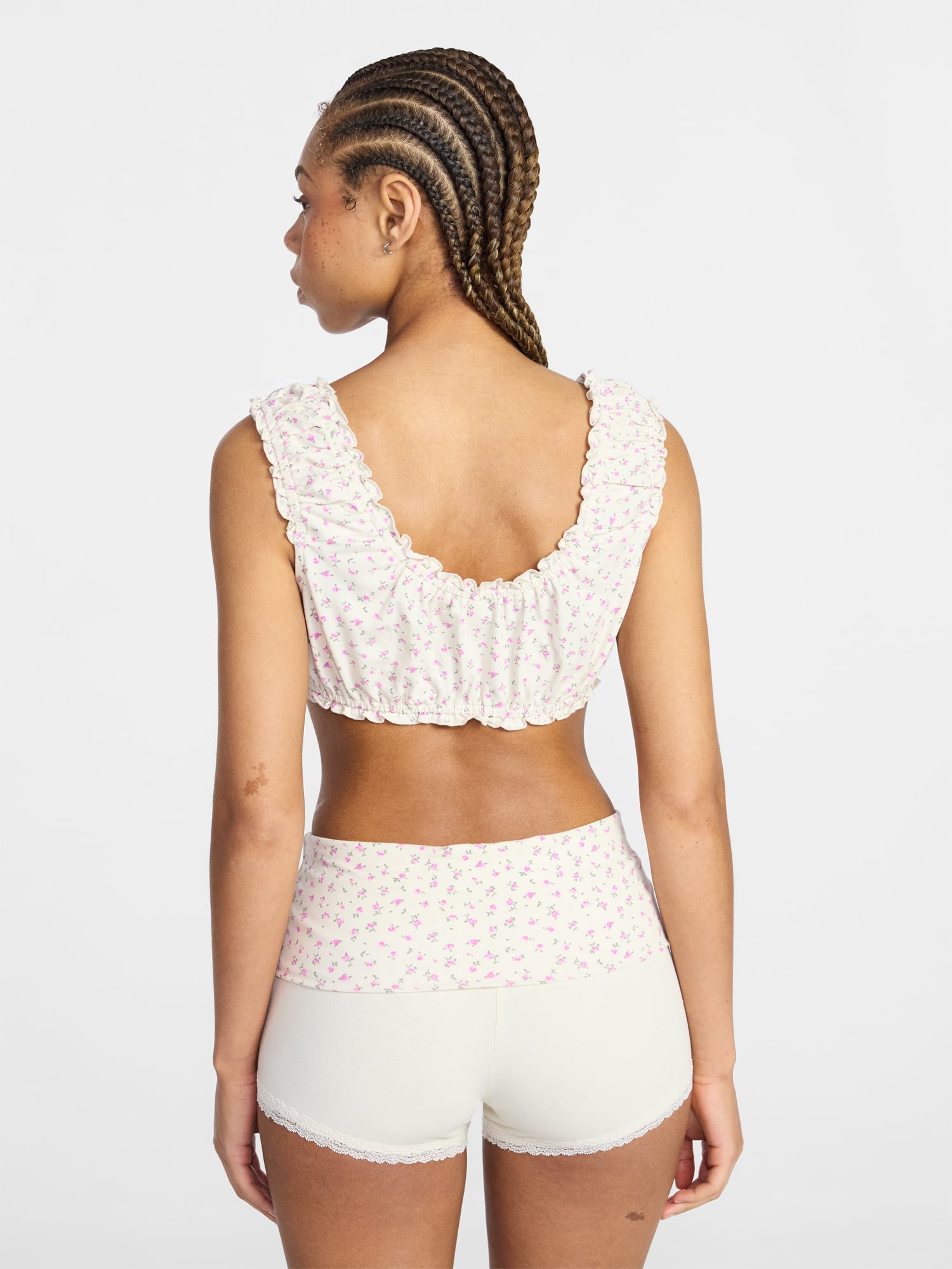 No Boundaries Bralette and Foldover Shorts Sleep Set, 2-Piece, Women's XS-XXL