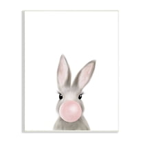 Stupell Industries Bunny with Pink Bubble Gum Forest Animal Wall Plaque, 13 x 19, Design by Leah Straatsma