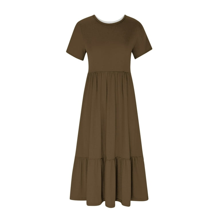 Xqxayjr Plus Size Short Sleeve Party Dresses for Womens Under $5 Summer  Crewneck Aline Swing Flowy Tiered Shirt Maxi Long Sun Dresses Holiday  Western Dress Graduation Gifts - Walmart.com