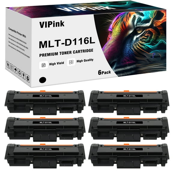 VIPink 6-Pack Compatible Toner for Samsung MLT-D116L 116L Pro M2875FD M2875FW M2676FH M2676N M2675FN M2835 M2825WN M2825DW M288x M262x M267x * Black