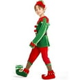 thumbnail image 6 of FYDUU 6 Pack Kids Christmas Elf Clothes Set Girls Boys Christmas Elf Velvet Santa's Helper Outfit With Elf Hat Shoes Stockings Xmas Festive Outfits 3-4 Years, 6 of 7