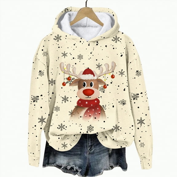 Futezty Christmas Sweaters for Women 2024 Fleece Winter Warm Hoodie Long Sleeve Crewneck Pullover Sweatshirts