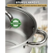 Cook N Home Basics Stainless Steel Cookware Set - Includes Saucepan, Stockpots, Frying Pan with Glass Lids, 12-Piece