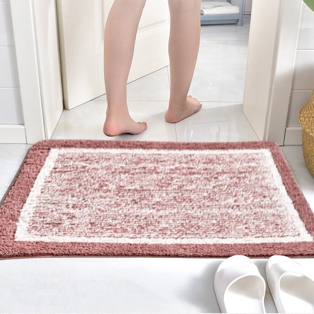 Alfombra de baño de microfibra blanda - Tapete de ducha absorbente antideslizante, 40x60cm gris o rosa, lavable a máquina