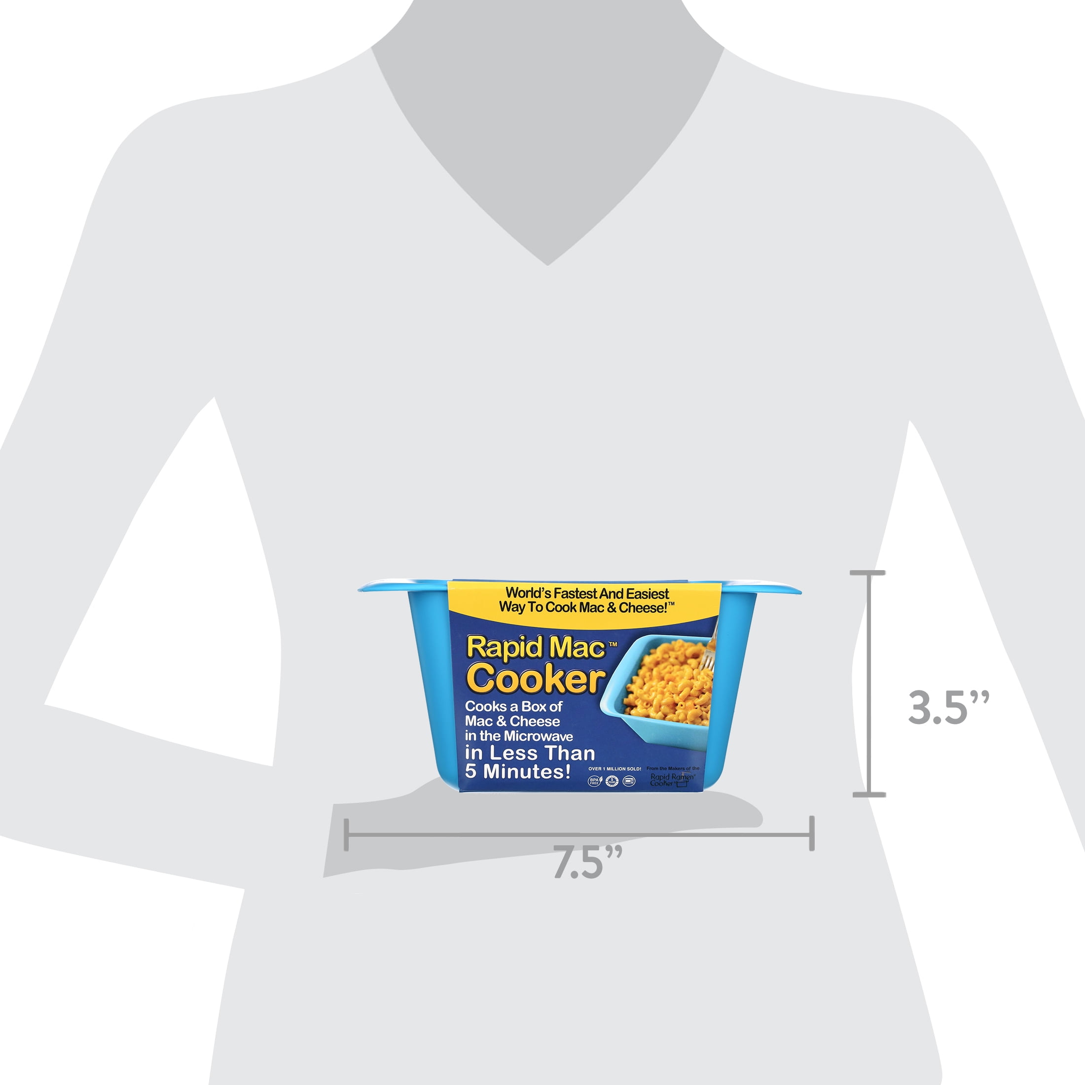 Rapid Mac Cooker | Microwave Macaroni & Cheese in 5 Minutes | Perfect for Dorm, Small Kitchen or Office | Dishwasher-Safe, Microwaveable, BPA-Free (Blue, 1-Pack)