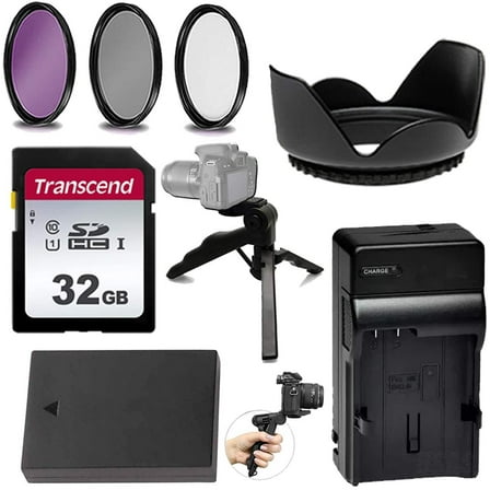 58mm Must-Have Accessory Kit for Canon EOS 77D, Rebel T6s, Rebel T7i, Rebel T6i, Rebel SL2 w/Canon 18-55mm Lens Includes - Replacement LP-E17 Battery & Charger, 32GB Transcend Memory and More