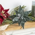 thumbnail image 4 of Large Glitter Christmas Flowers, Artificial Velvet Cloth Christmas Tree Flower Ornaments Fold Floral for Christmas New Year Party Wedding Decorations (Green), 4 of 9