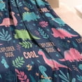 thumbnail image 3 of DarkBlue Cartoon Dinosaurs Explorer Pattern Blanket,Comfortable Soft Flannel Throw Blanket,All Season,Warm Lightweight Blankets for Sofa Bed Couch Living Room Chair,30"x40", 3 of 4