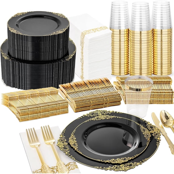 50-Person Disposable Plastic Cutlery Set, Includes 100 Plates 150 Cutlery 50 Cups 50 Napkins, Perfect For Weddings Parties And Gatherings