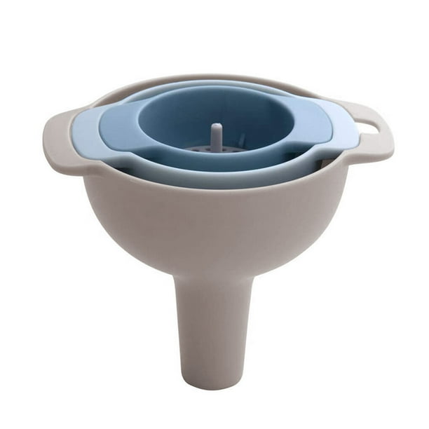 Ounissouiy Embudos de plástico 4 en 1, filtro colador de aceite extraíble, juego de cocina naranja Cocina y Comedor Azul