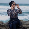 thumbnail image 2 of Burkini Muslim Swimwear, Black Solid, Long Sleeve, Nylon/Polyester/Spandex, 2022 New Collection, 2 of 9