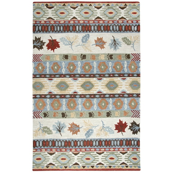 Rizzy Rugs Northwoods Area Rug NWD104 Beige Rows Leaves 8' x 10' Rectangle