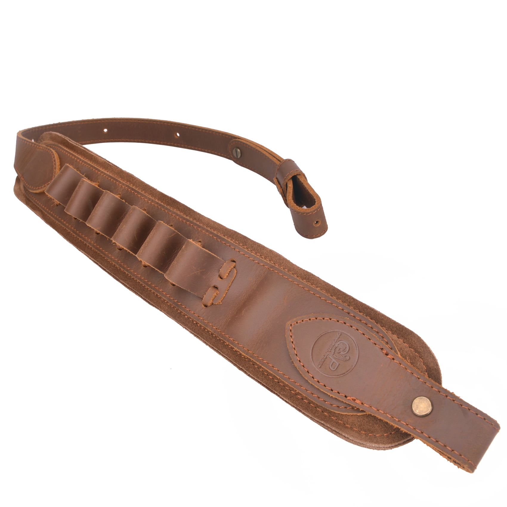 Top Grain Leather Ammo Holder Shotgun Sling for 12 Gauge Adjustable Hunting Shotshell Gun Shoulder Strap