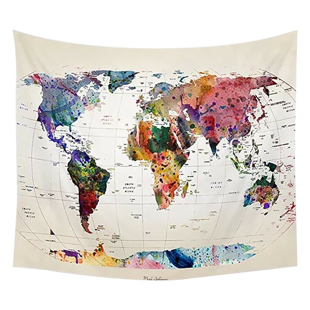 World Map Tapestry Wall Mural Nursery Washable Art Decals Decor