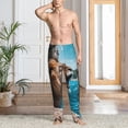 thumbnail image 6 of Lsque Ice Blue Coastal Lion Print Men's Pajama Pants, Lounge Pant - Comfortable Home Wear,Elastic Waistband, Stylish Design-X-Large, 6 of 9