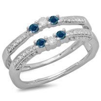 Dazzlingrock Collection 0.50 Carat (ctw) 14K Blue & White Diamond Wedding Band Enhancer Guard Ring 1/2 CT, White Gold, Size 4.5