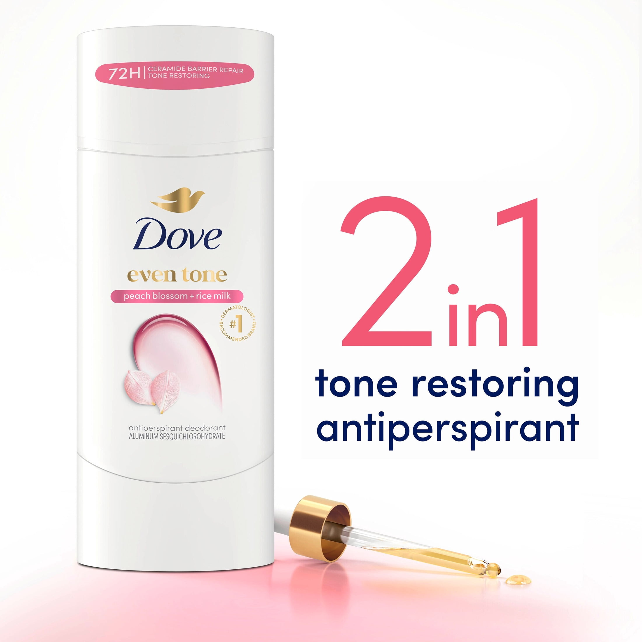(2 pack) Dove Antiperspirant Deodorant Stick Peach Blossom & Rice Milk For Uneven Skin Tone 48-hour Odor and Sweat Protection, 2.6 oz