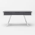 thumbnail image 2 of HomeRoots 482422 30 x 63 x 28 in. Gray & Chrome Rectangular Writing Desk with Three Drawers, 2 of 7
