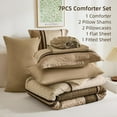 thumbnail image 6 of 7 Pieces Comforter Set Queen Size, Brown Striped Bed in a Bag Comforter and Sheet Set, Bohemian Soft Lightweight Micorfiber Bedding Set for All Season (90"×90"), 6 of 8