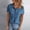 Blue, variant on Jophufed Women Summer Tops Fashion Crewneck Solid Color Button T-shirt Tops Short Sleeve Blouse Flash picks