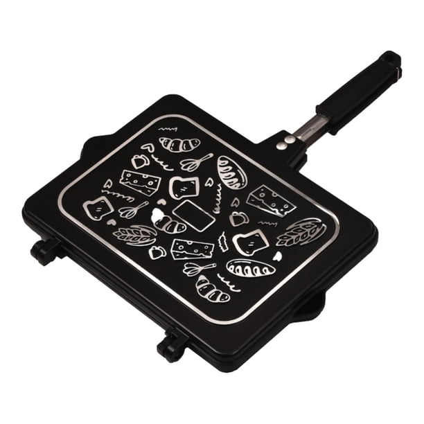 Sartén de doble antiadherente para panqueques, utensilios de cocina portátiles de aluminio para acampar, picnics, uso doméstico, máquina para