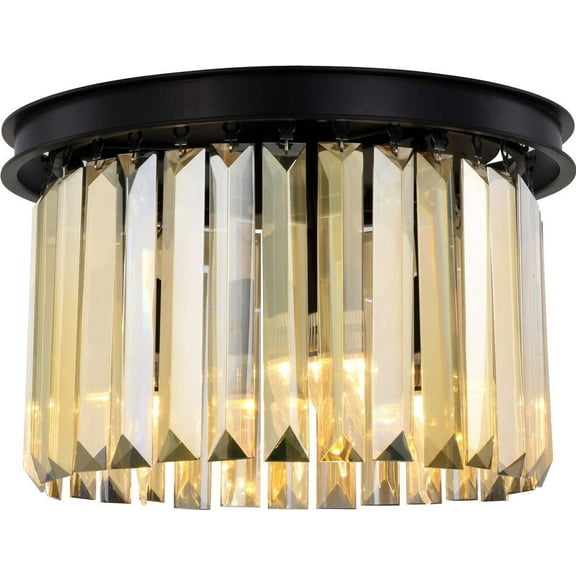 SYDNEY Flush-Mount Light Fixture Traditional Antique 3-Light Matte Black Golden