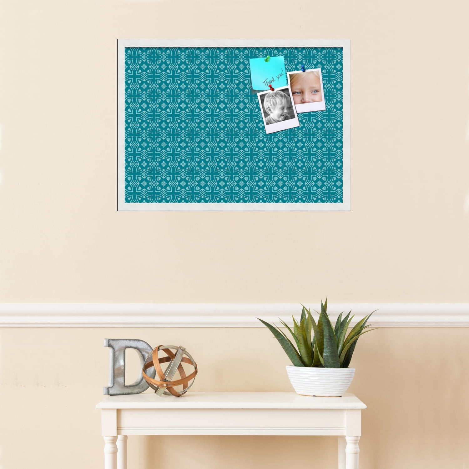 PinPix ArtToFrames 26x18 Custom Cork Bulletin Board    Poster Board Has a Fabric Style Canvas Finish, Framed in Satin White Frame (PinPix-596)